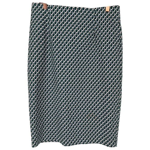 Boden Women's Richmond Pencil Skirt Green Blue Geometric Print Size 8‎ Preppy - Picture 4 of 12